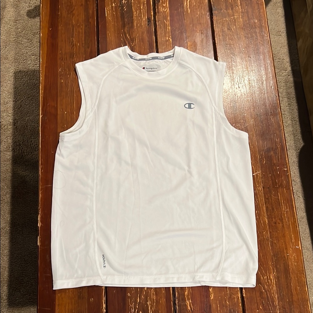 Champion White Men's Sleeveless Performance Shirt